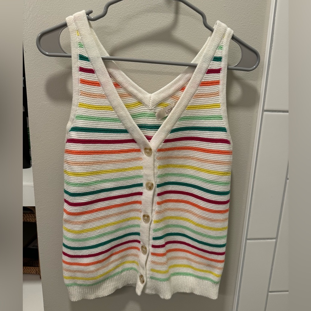 Loft RainbowStriped Knit Sweater - Size XS - perfect condition